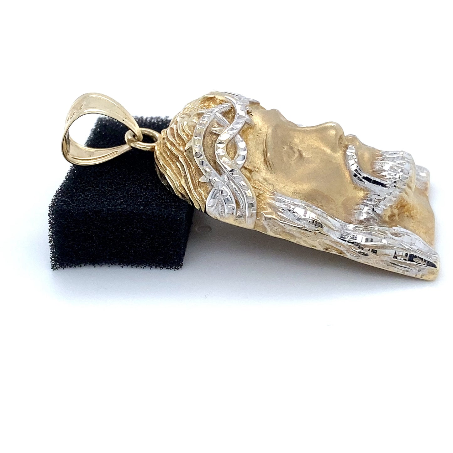 10K Two-Tone (Yellow/White) Gold Jesus Pendant; 7.0DWT; 10.9g