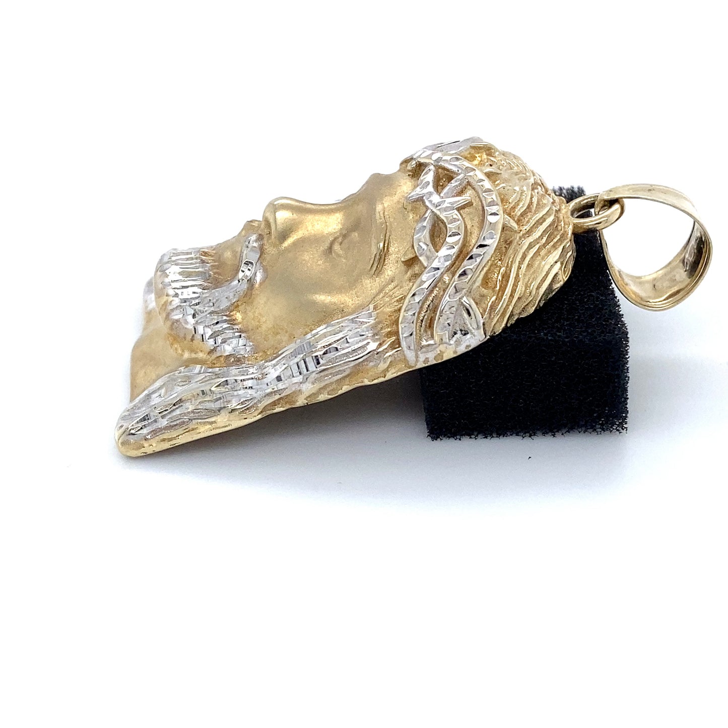 10K Two-Tone (Yellow/White) Gold Jesus Pendant; 7.0DWT; 10.9g
