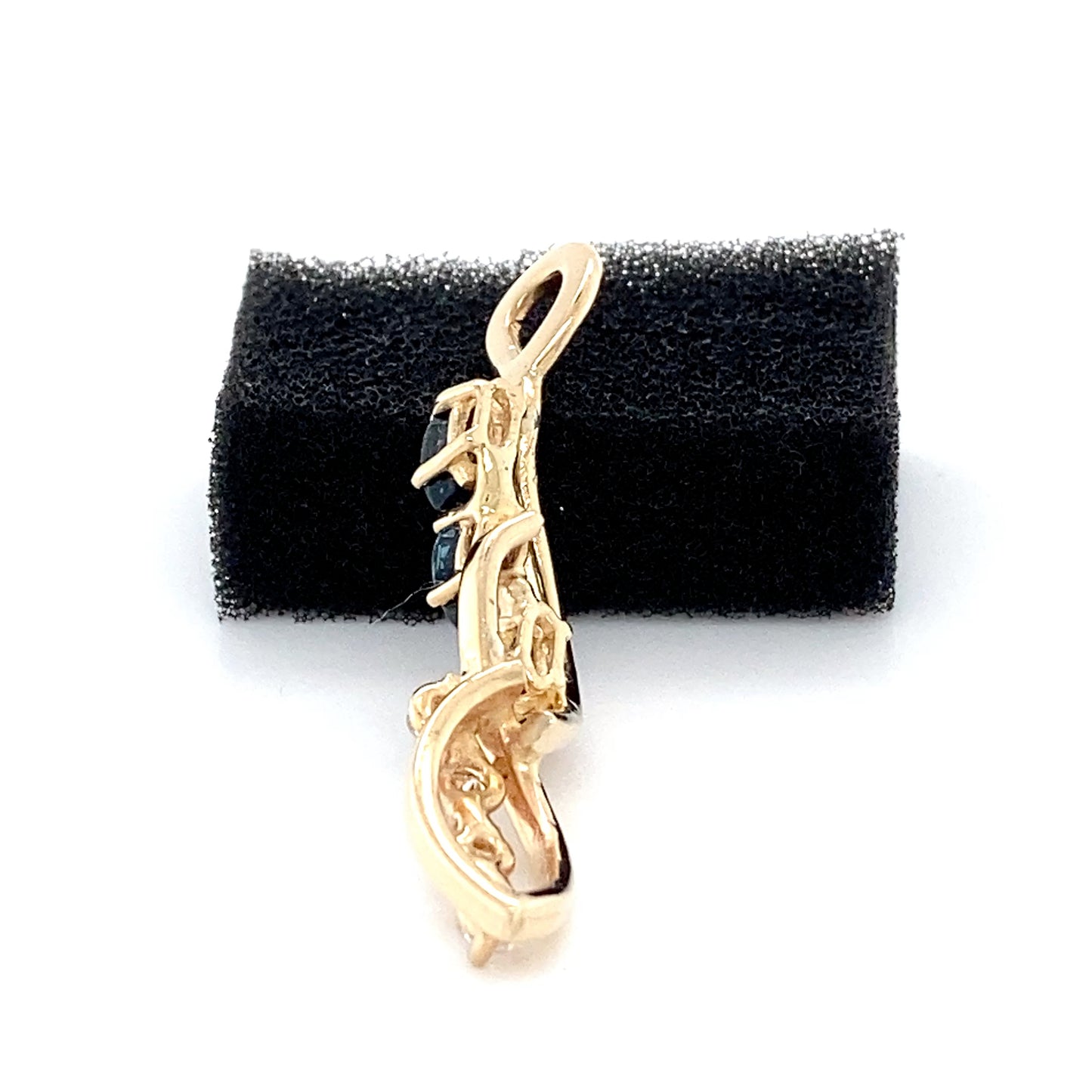 14K Yellow Gold Sapphire & Diamond Pendant; 1.5DWT