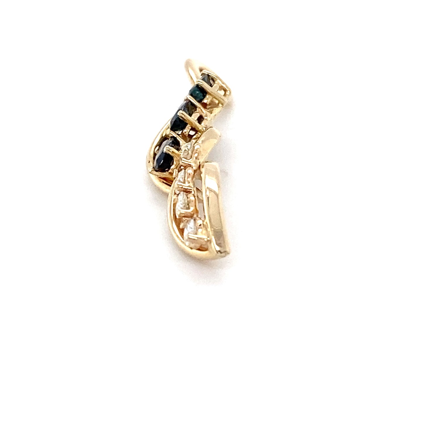 14K Yellow Gold Sapphire & Diamond Pendant; 1.5DWT
