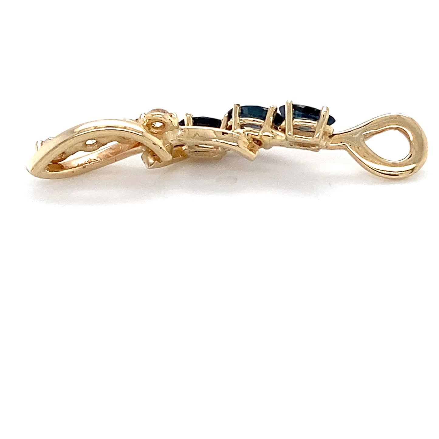14K Yellow Gold Sapphire & Diamond Pendant; 1.5DWT