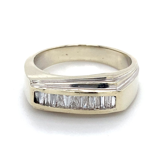 14K White Gold & Diamond Gentleman's Ring; 5.9DWT; Size 11