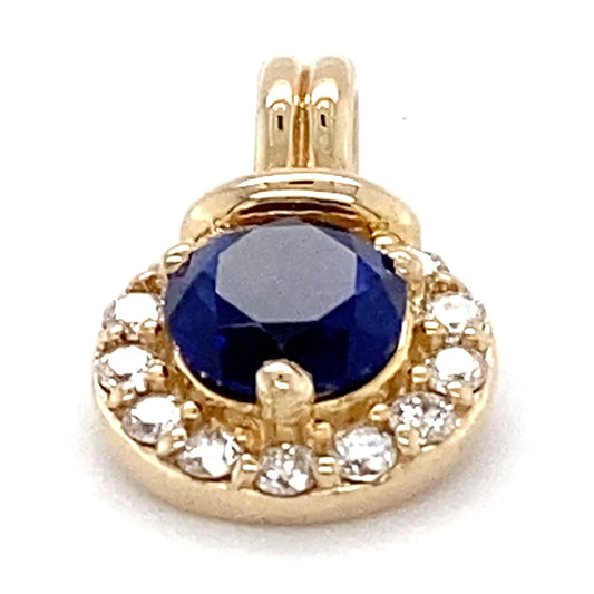 14K Yellow Gold Sapphire & Diamond Pendant; 0.25CTW