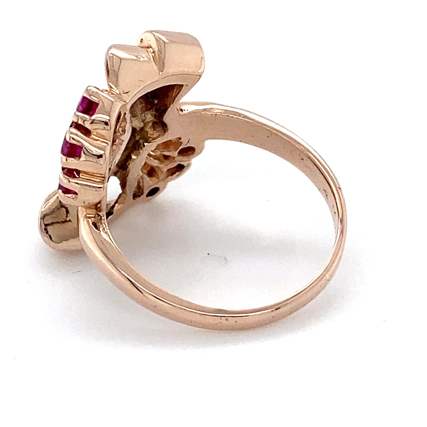 14K Rose Gold Ruby & Diamond Ring; 0.05CTW; Size 5