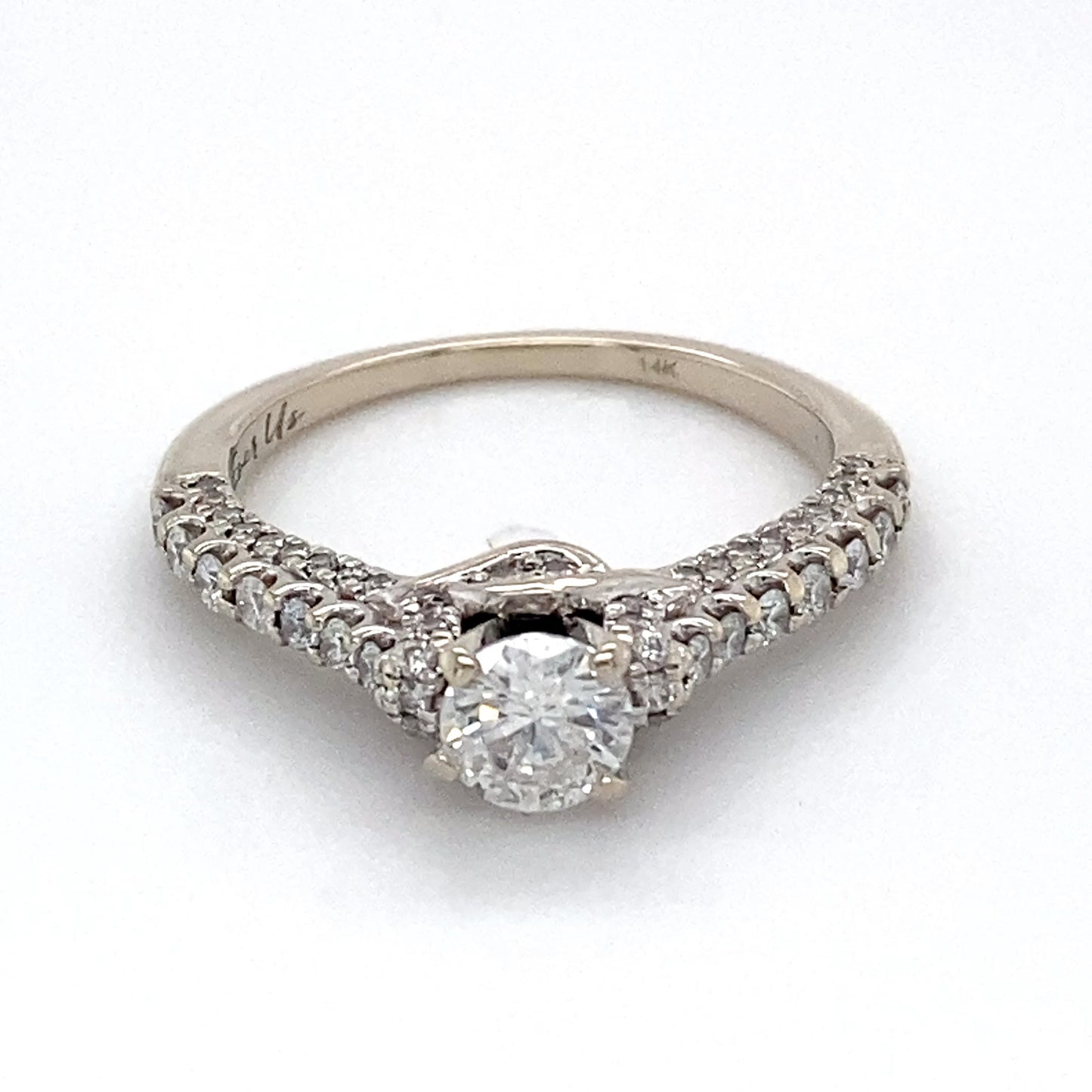 14K White Gold Diamond Ring; 0.90CTW; Size 6.5; 3.5g