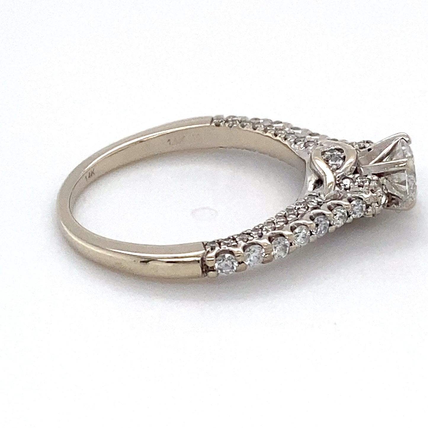 14K White Gold Diamond Ring; 0.90CTW; Size 6.5; 3.5g