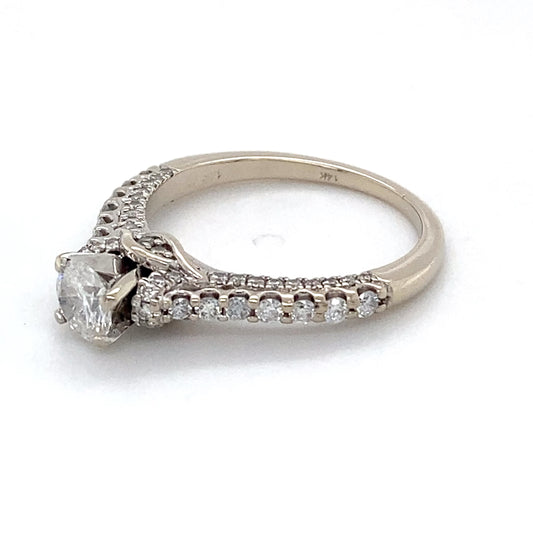 14K White Gold Diamond Ring; 0.90CTW; Size 6.5; 3.5g