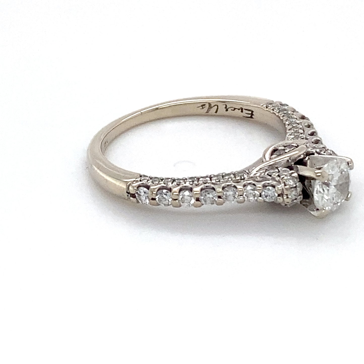 14K White Gold Diamond Ring; 0.90CTW; Size 6.5; 3.5g