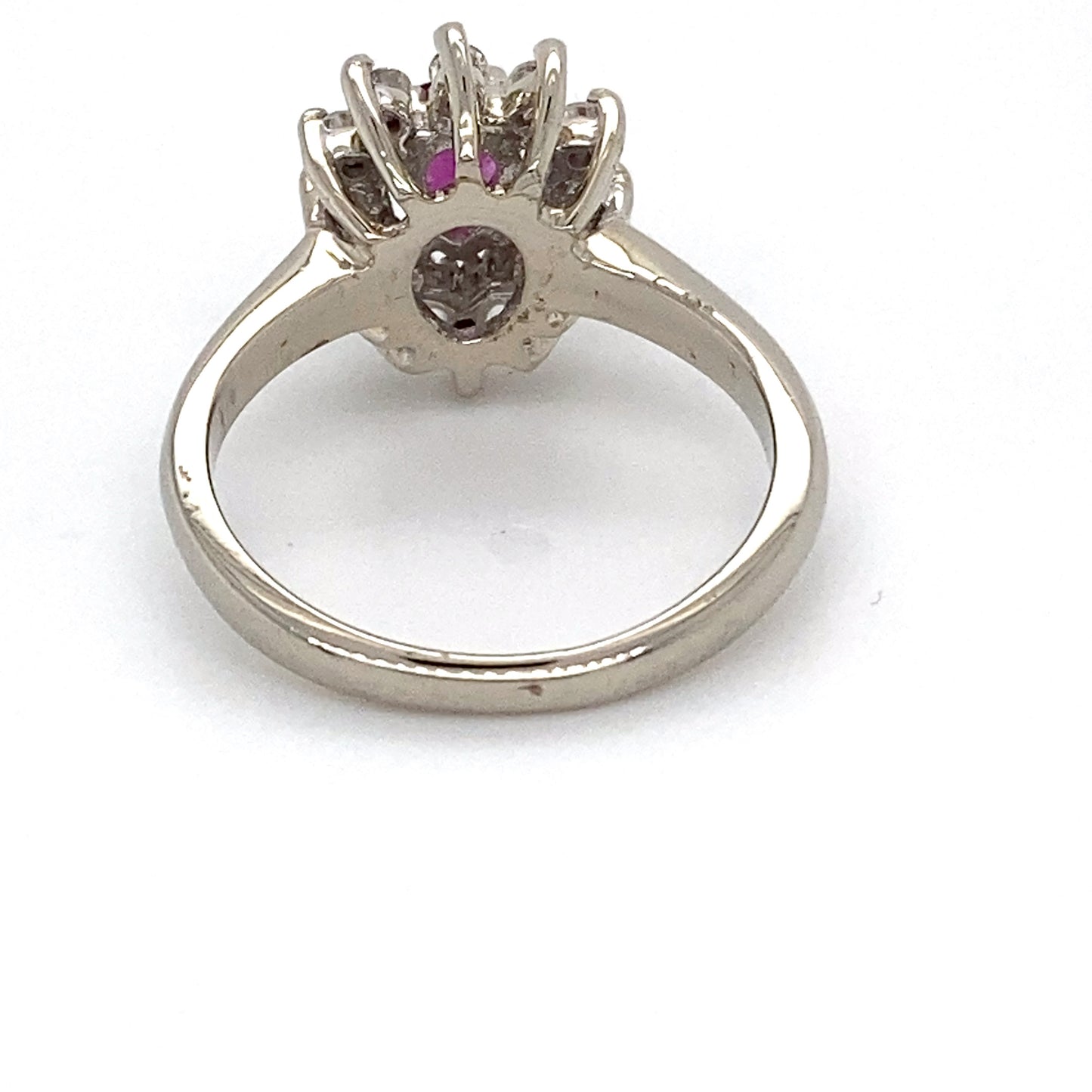 14K White Gold Ruby and Diamond Ring; 0.15CTW; Size 6