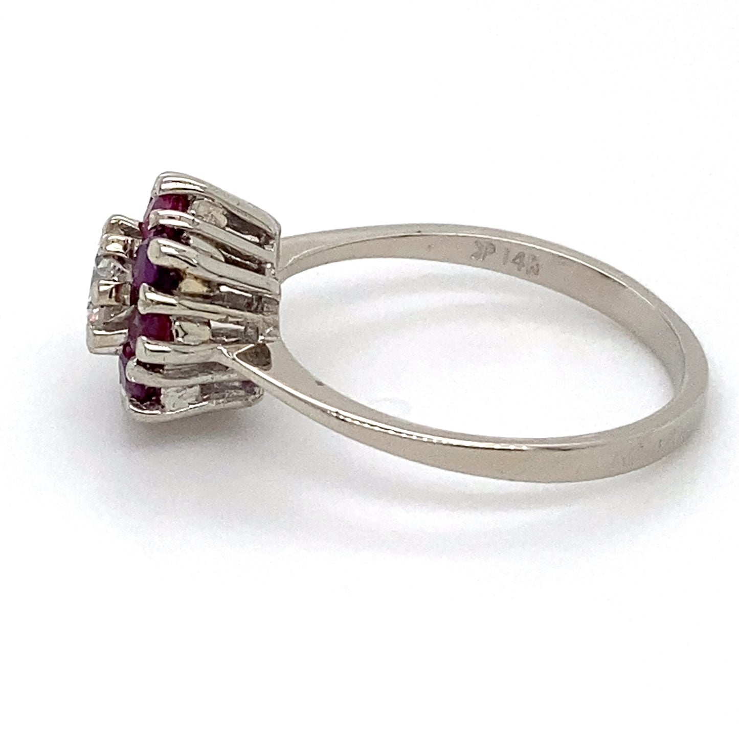 14K White Gold Ruby & Diamond Ring; 0.35CTW; Size 7; 2.8g