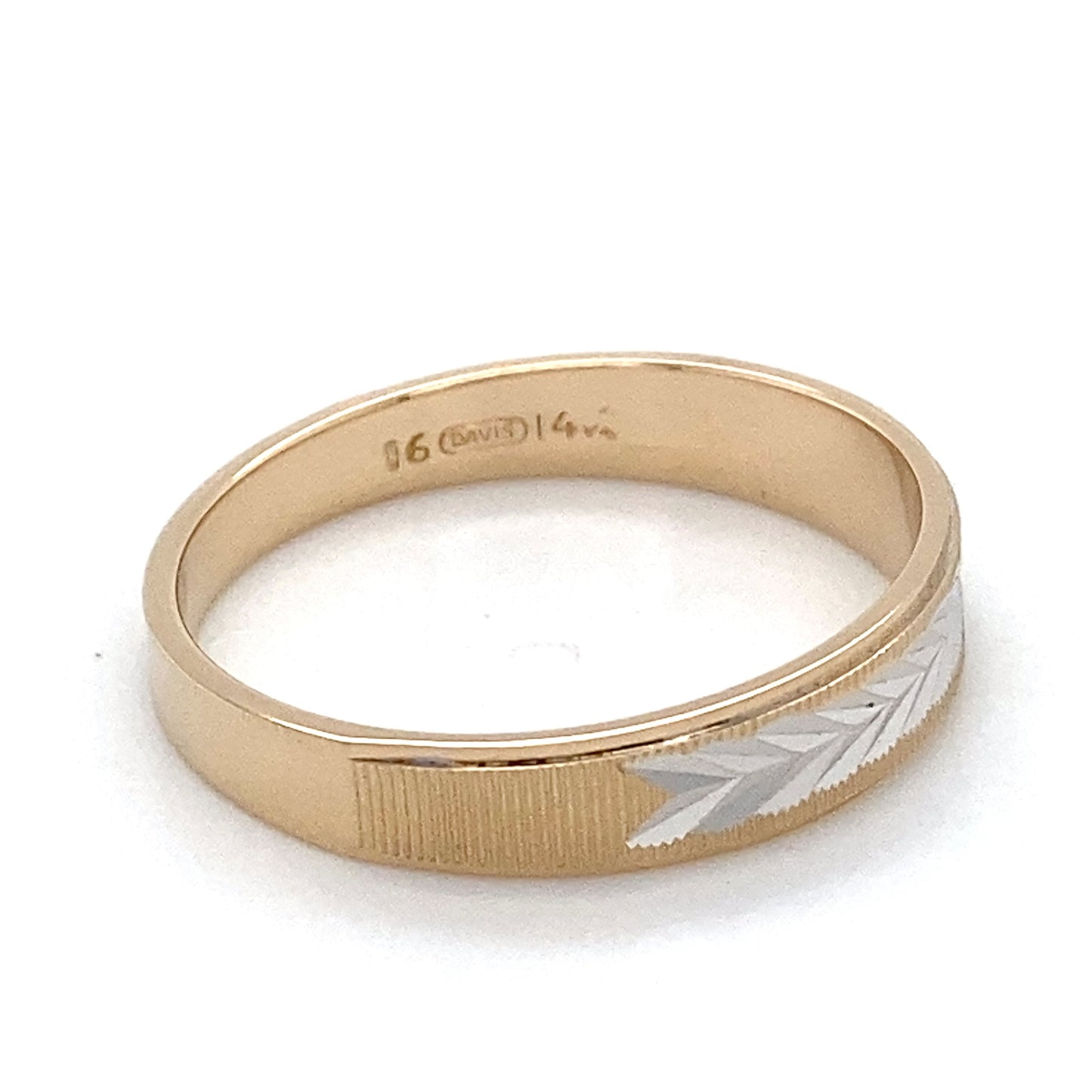14K Two-Tone Yellow & White Gold Ring; 2.1DWT; 3.2g; Size: 10