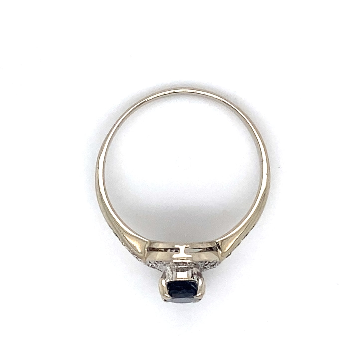 14K White Gold Sapphire & Halo Diamond Ring; 0.15CTW; Size 9.5; 3.0g