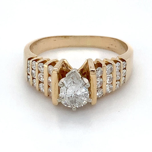 14K Yellow Gold Diamond Ring; 1.44CTW; Size:9.5; 6.9g