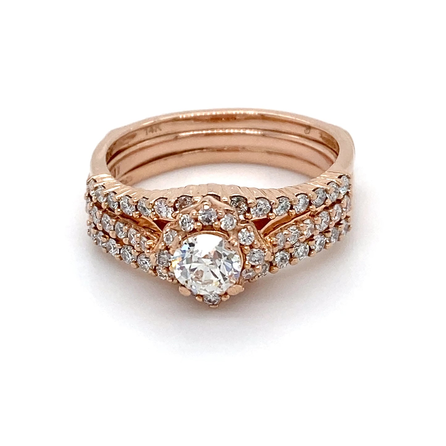 14K Rose Gold Diamond Ring; 1.0CTW; Size 8; 7.2g