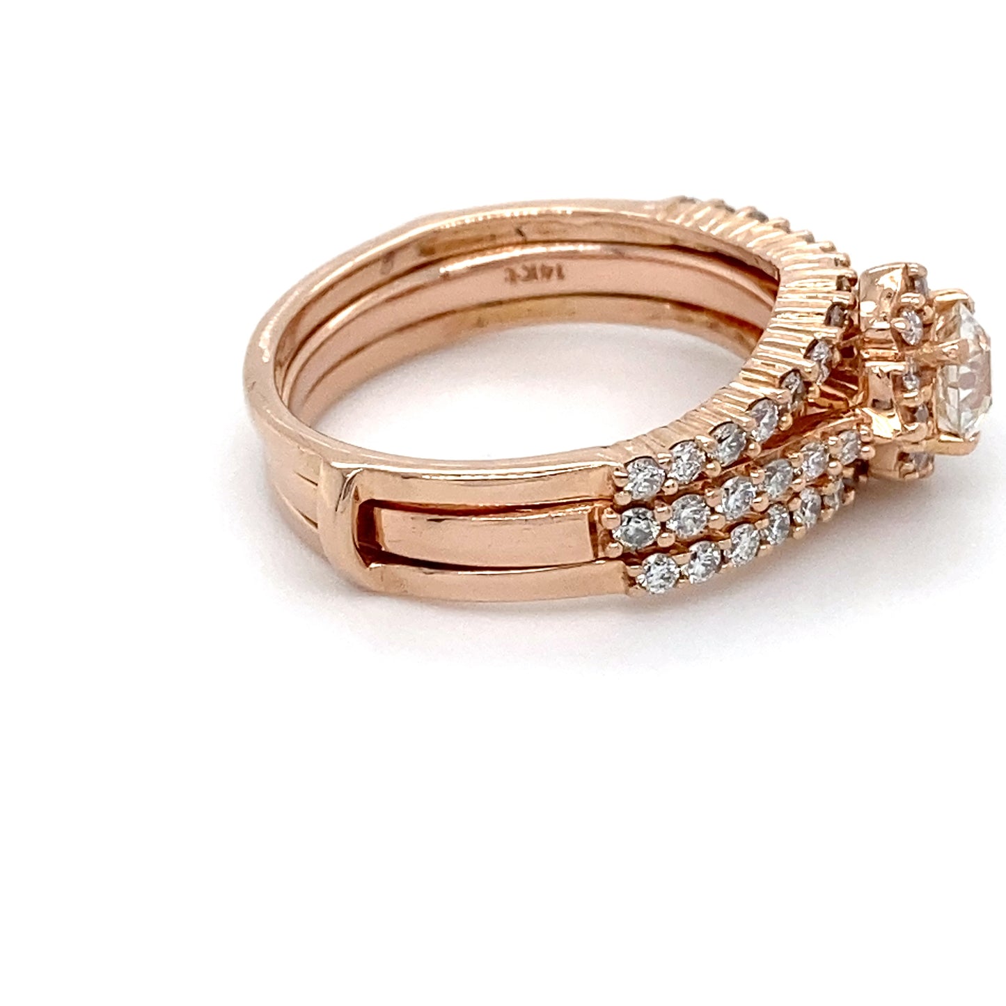 14K Rose Gold Diamond Ring; 1.0CTW; Size 8; 7.2g