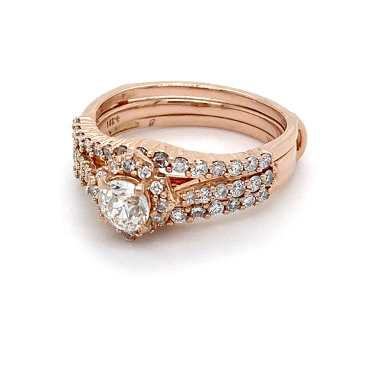 14K Rose Gold Diamond Ring; 1.0CTW; Size 8; 7.2g