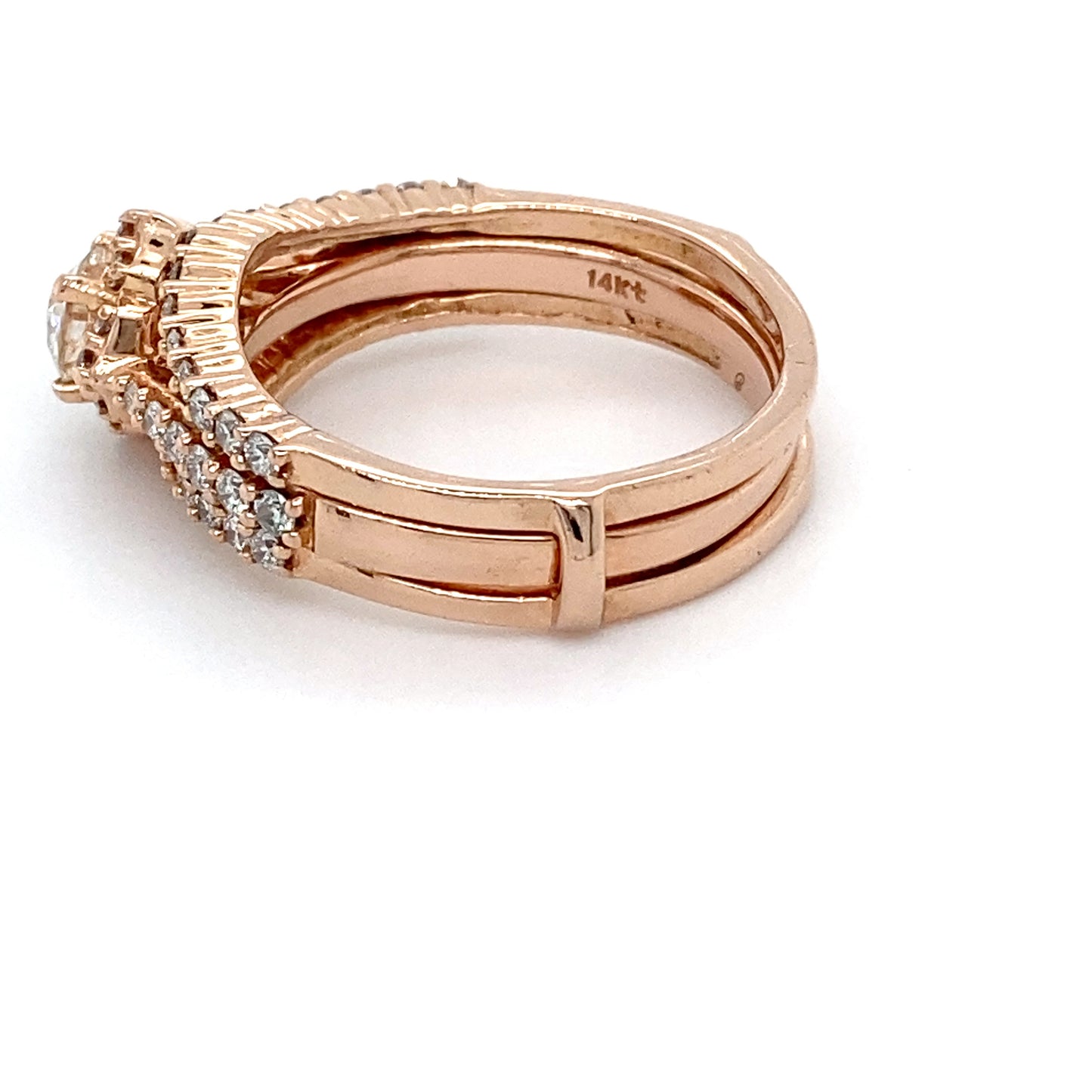 14K Rose Gold Diamond Ring; 1.0CTW; Size 8; 7.2g