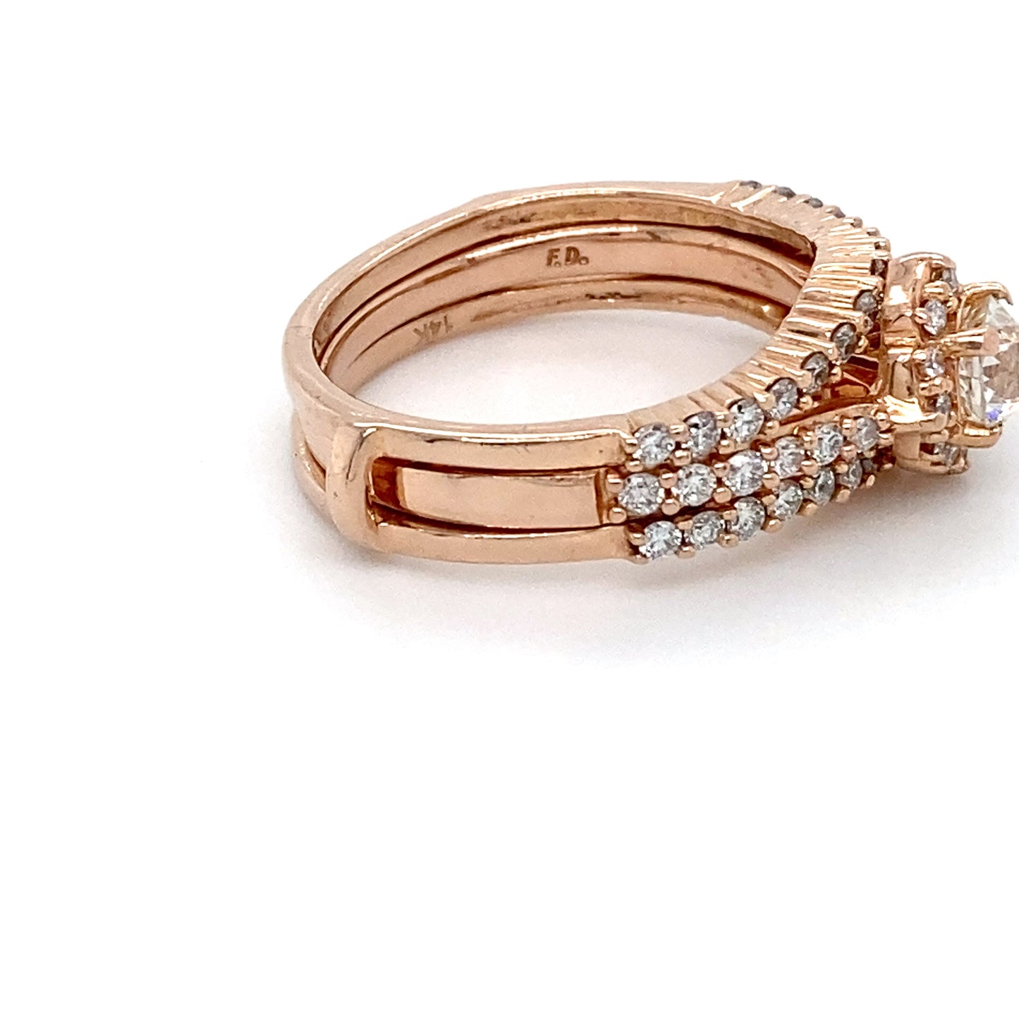 14K Rose Gold Diamond Ring; 1.0CTW; Size 8; 7.2g