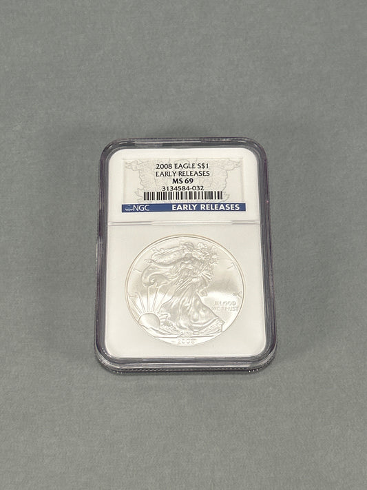NGC Graded 2008 $1 Silver Eagle MS 69