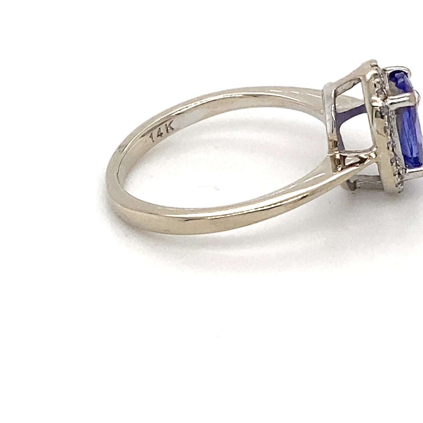 14K White Gold Tanzanite and Diamond Ring; 0.10CTW; Size 5