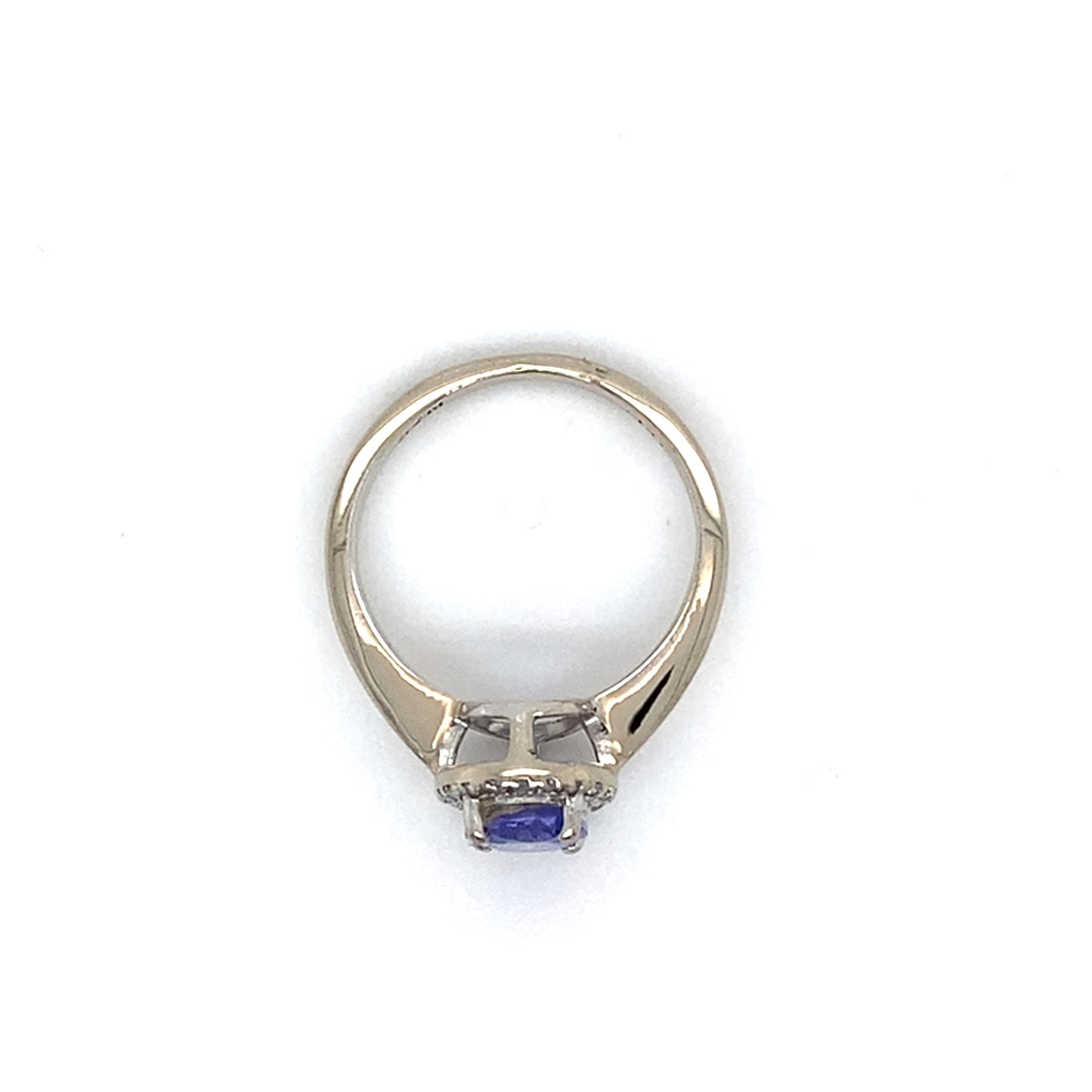 14K White Gold Tanzanite and Diamond Ring; 0.10CTW; Size 5