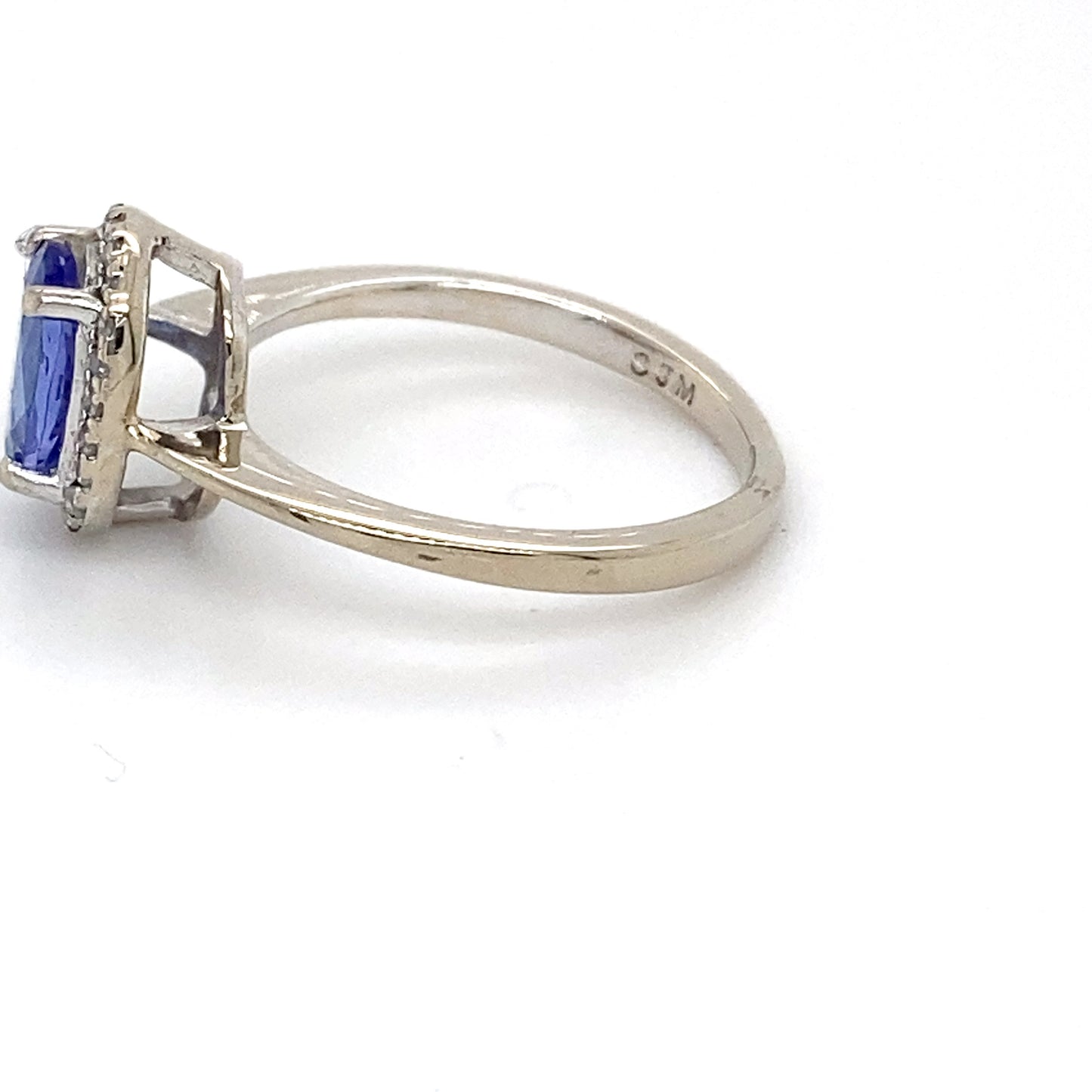 14K White Gold Tanzanite and Diamond Ring; 0.10CTW; Size 5