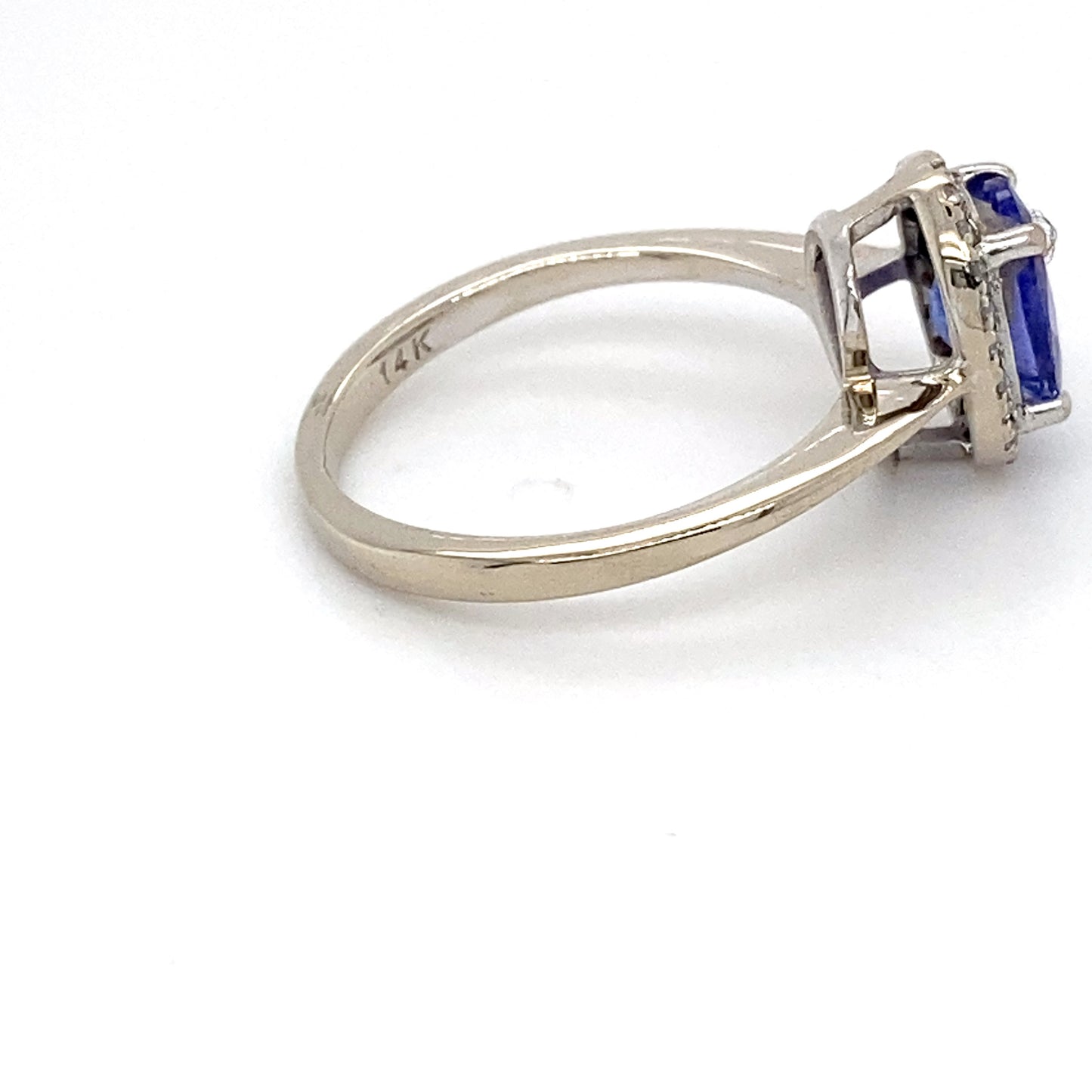 14K White Gold Tanzanite and Diamond Ring; 0.10CTW; Size 5