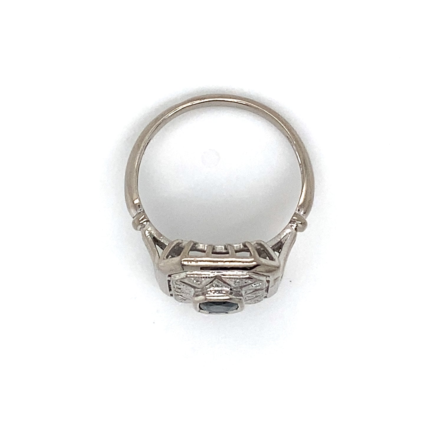 18K White Gold Sapphire & Diamond Ring; 0.08CTW; Size 6.5