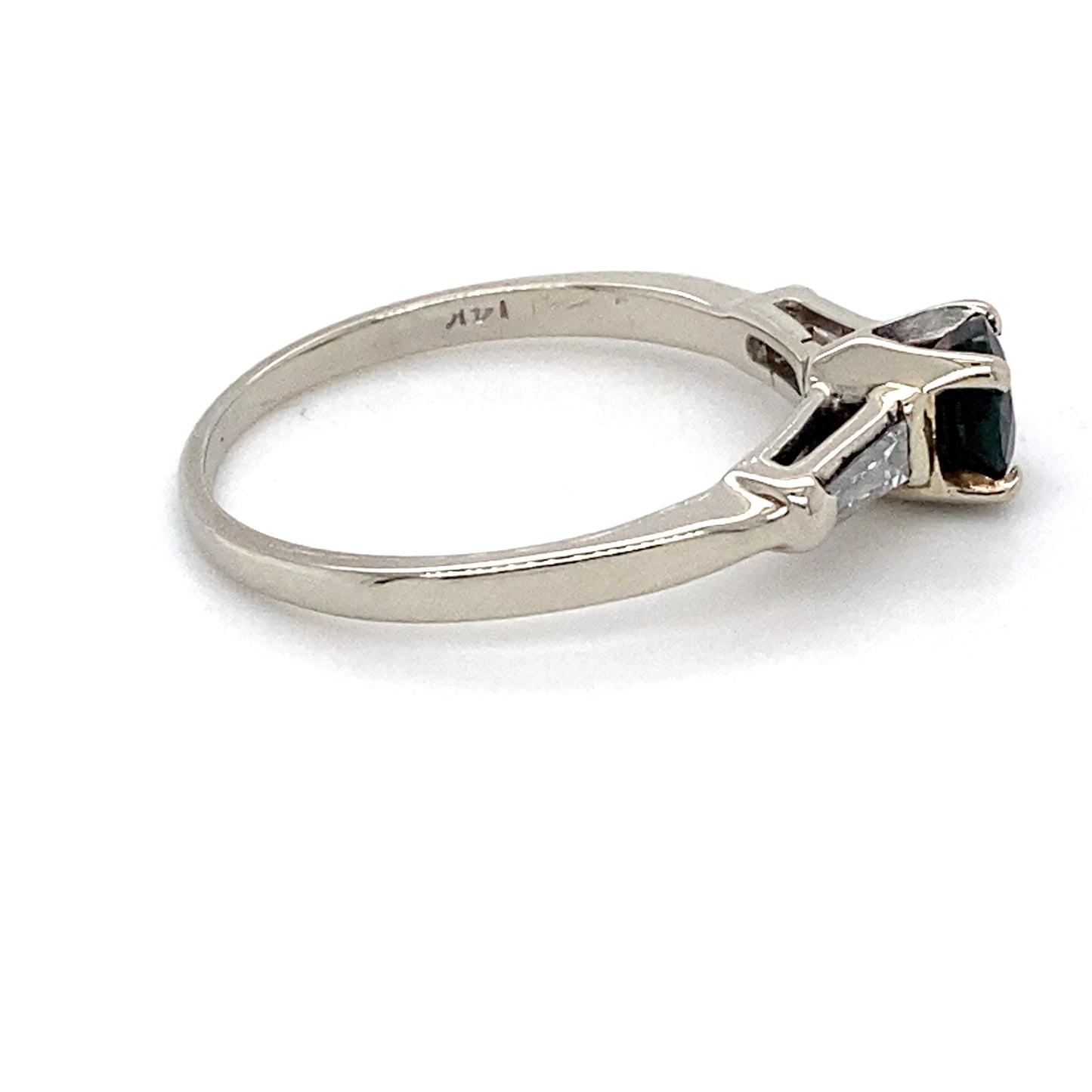 14K White Gold Sapphire & Diamond Ring; 0.16CTW; Size 7