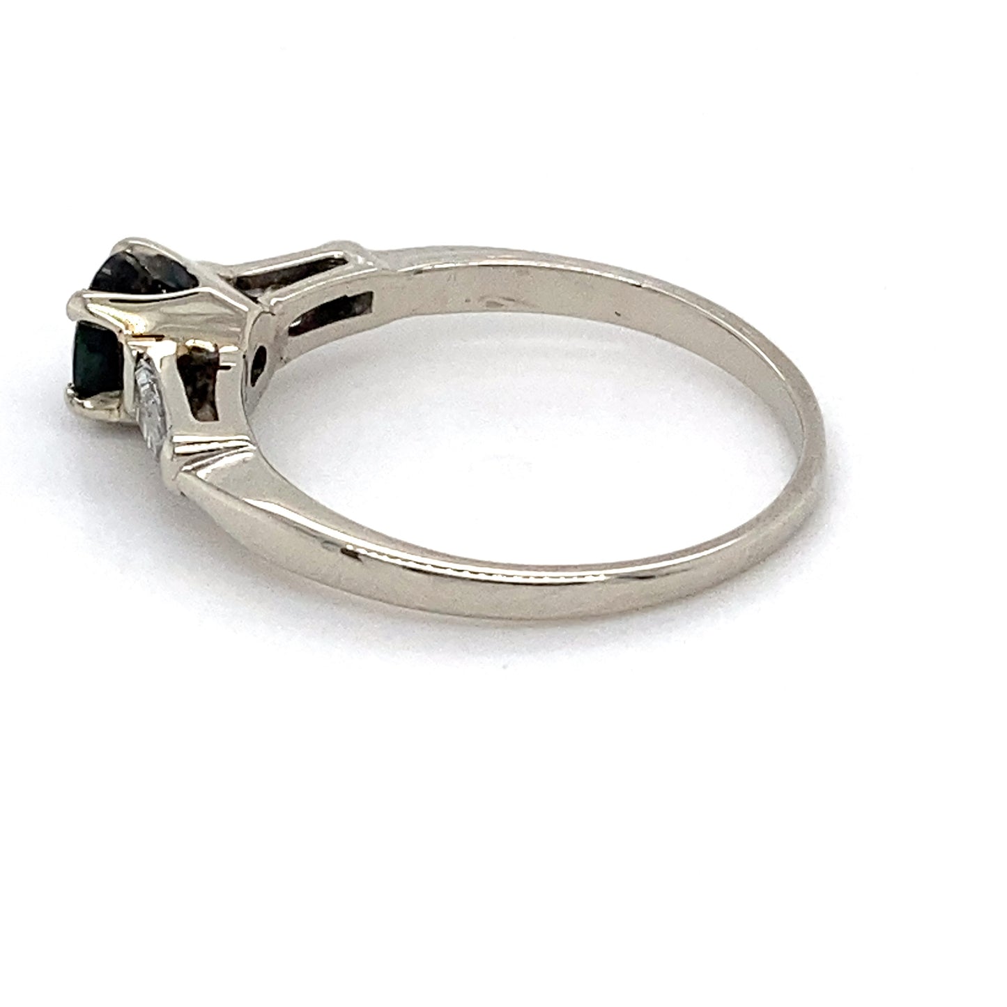 14K White Gold Sapphire & Diamond Ring; 0.16CTW; Size 7
