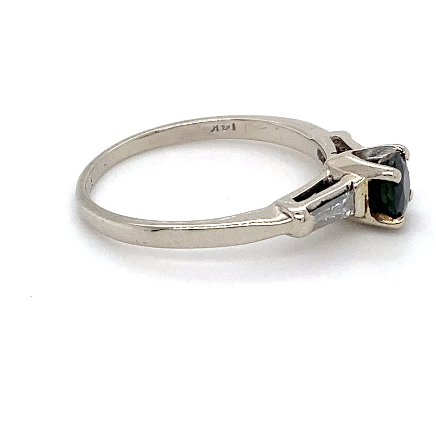 14K White Gold Sapphire & Diamond Ring; 0.16CTW; Size 7