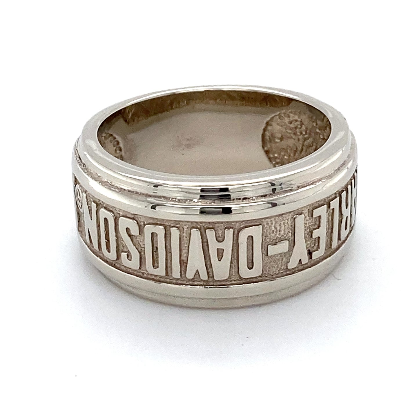 10K White Gold Harley Davidson Gentleman's Ring; 6.2DWT; Size 7