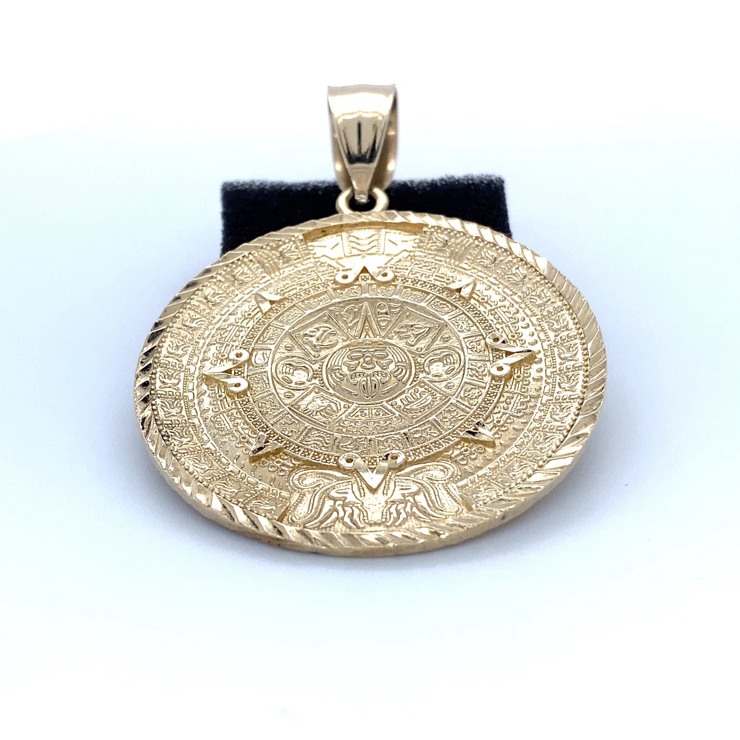 10K Yellow Gold Aztec Calendar Stone Pendant; 6.7DWT; 10.5g