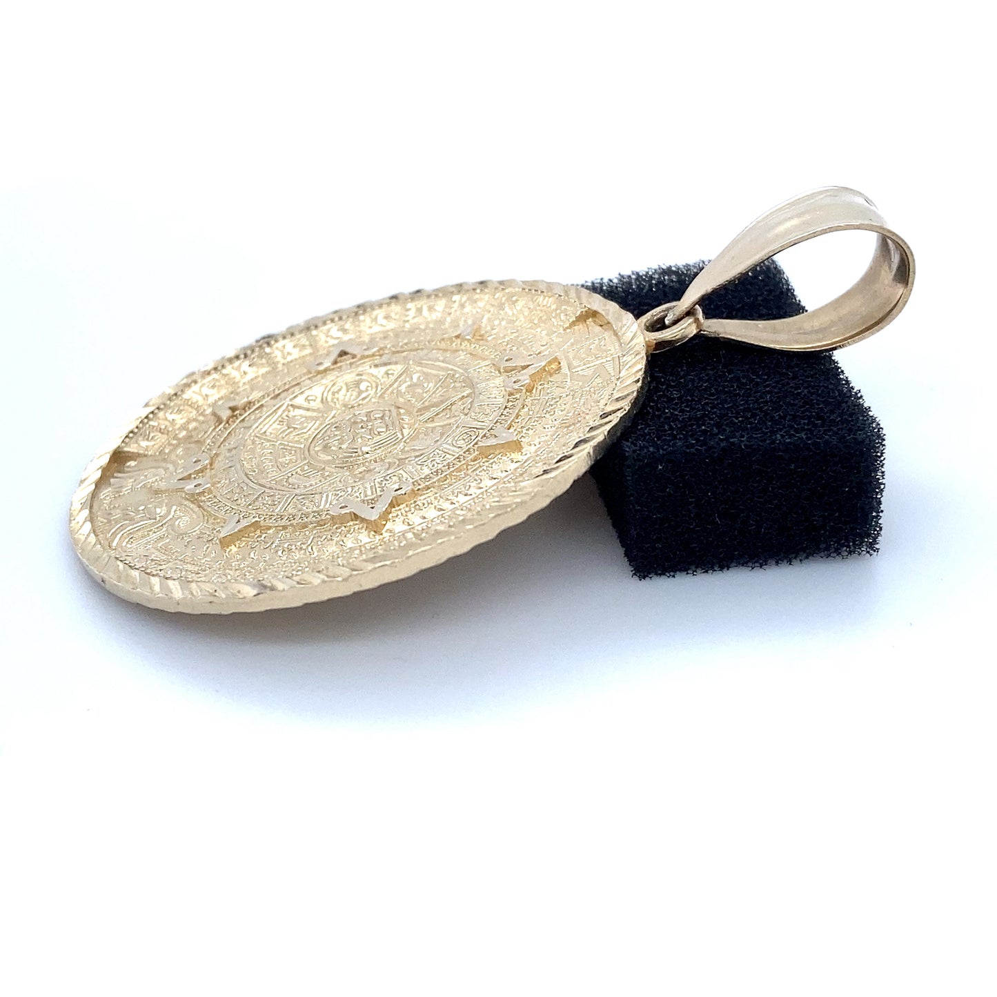 10K Yellow Gold Aztec Calendar Stone Pendant; 6.7DWT; 10.5g