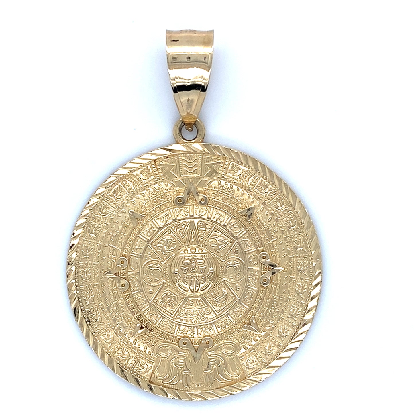 10K Yellow Gold Aztec Calendar Stone Pendant; 6.7DWT; 10.5g