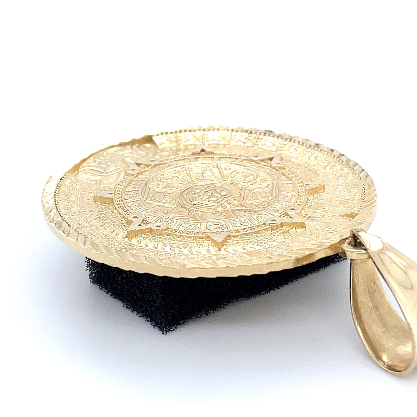 10K Yellow Gold Aztec Calendar Stone Pendant; 6.7DWT; 10.5g