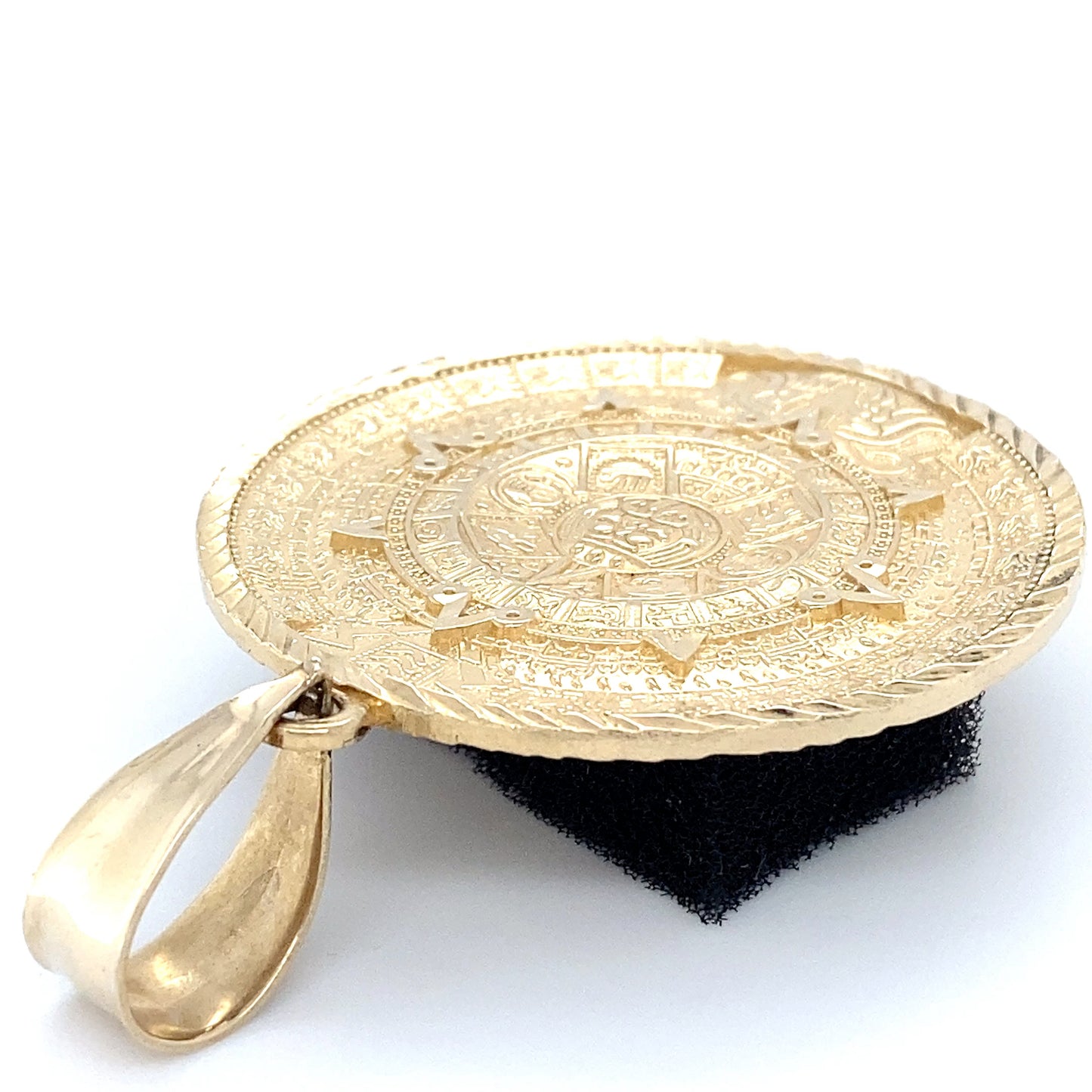 10K Yellow Gold Aztec Calendar Stone Pendant; 6.7DWT; 10.5g