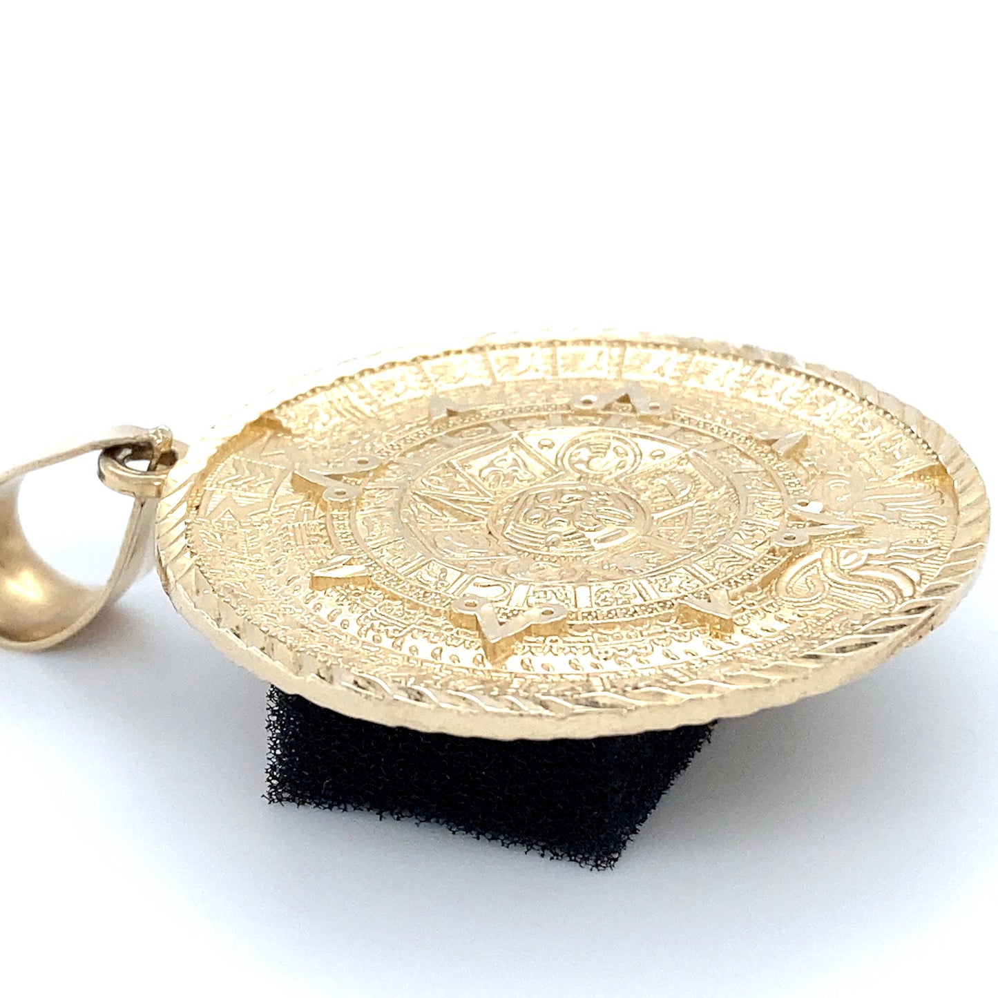10K Yellow Gold Aztec Calendar Stone Pendant; 6.7DWT; 10.5g
