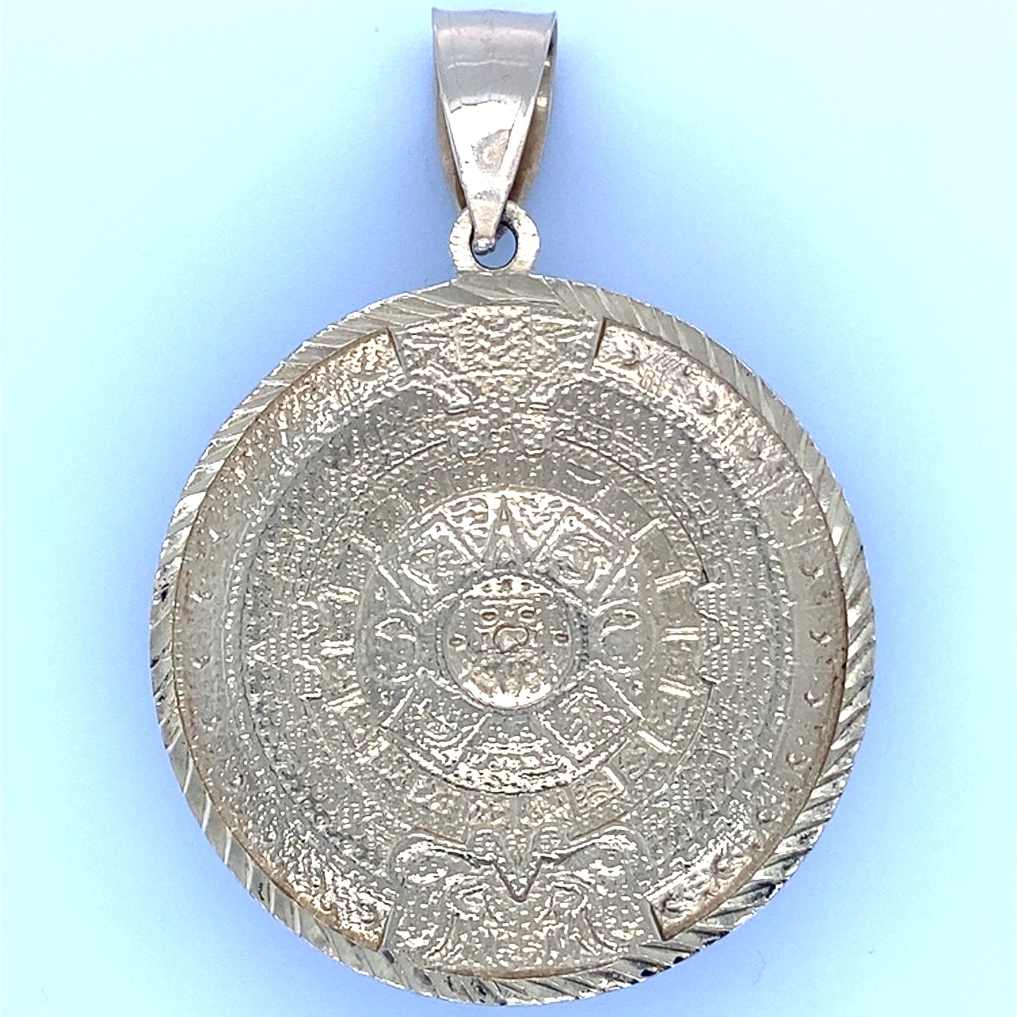 10K Yellow Gold Aztec Calendar Stone Pendant; 6.7DWT; 10.5g