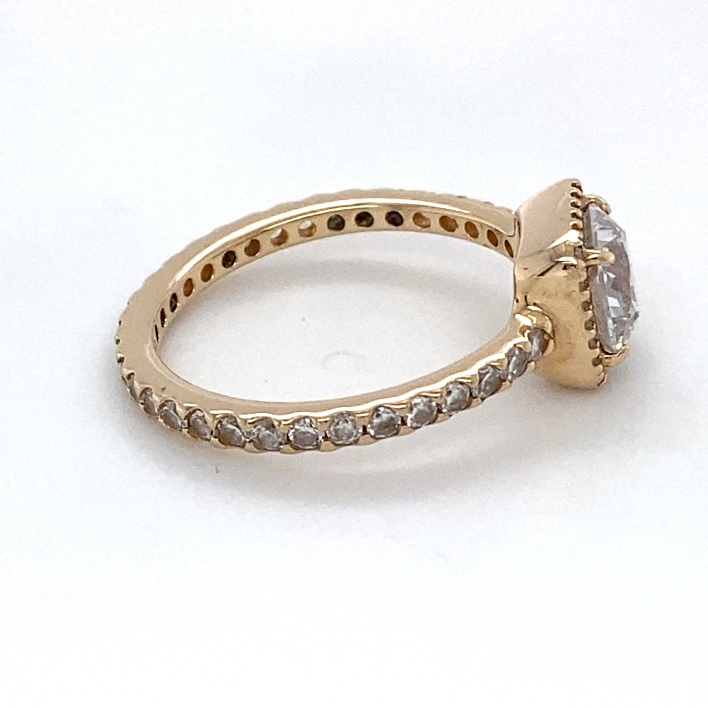 14K Yellow Gold Pandora Square Sparkle Halo Ring; Size: 6; 1.5DWT
