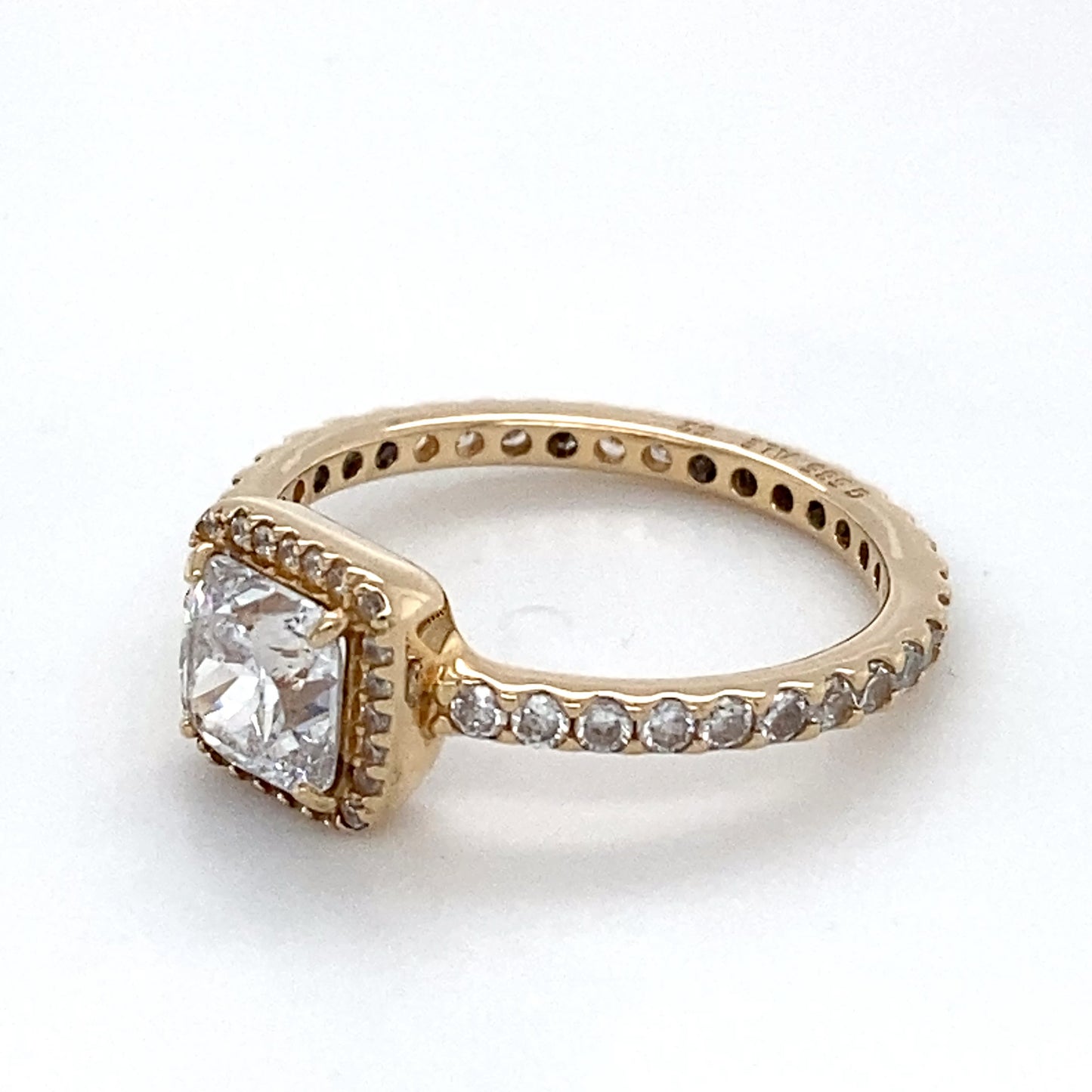 14K Yellow Gold Pandora Square Sparkle Halo Ring; Size: 6; 1.5DWT