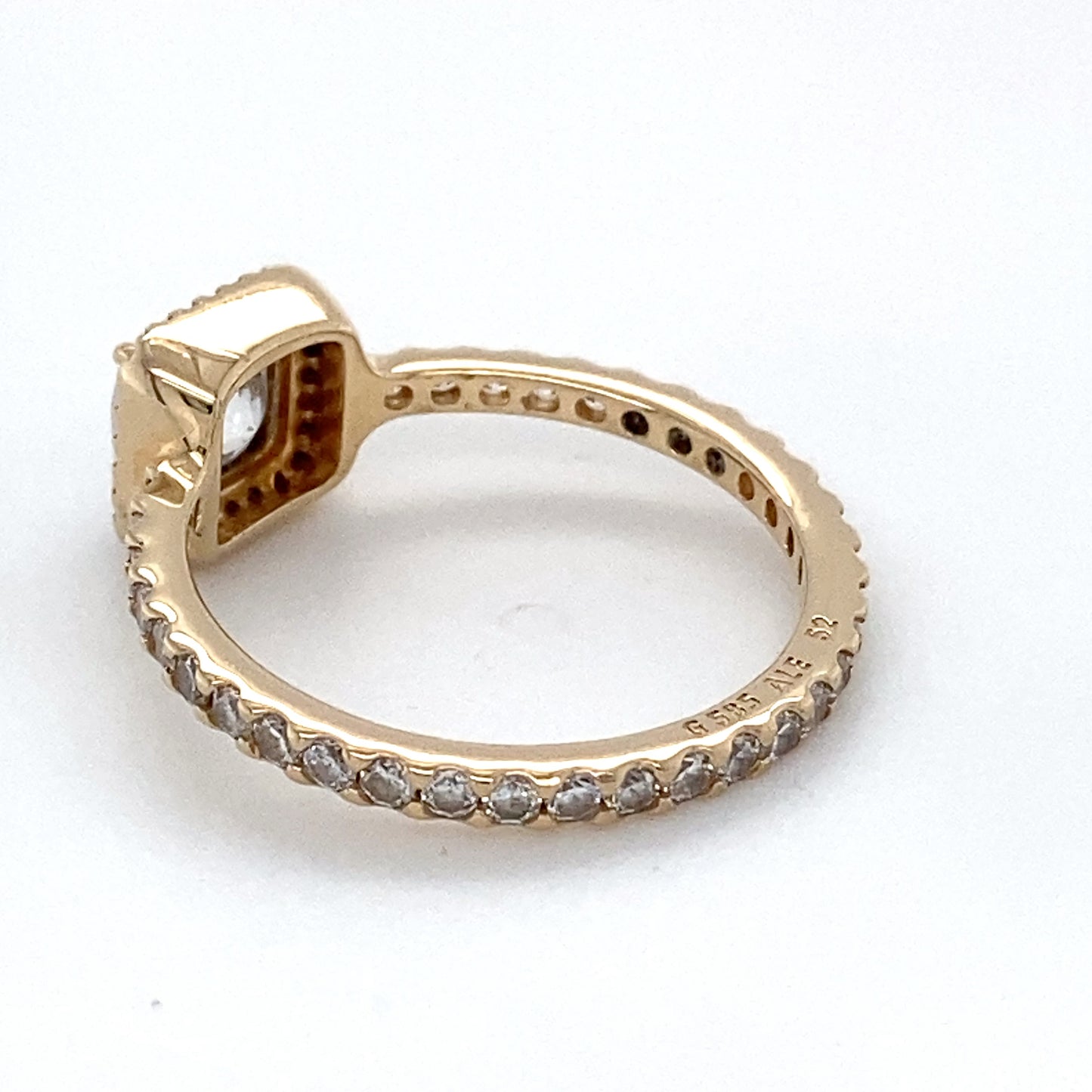 14K Yellow Gold Pandora Square Sparkle Halo Ring; Size: 6; 1.5DWT