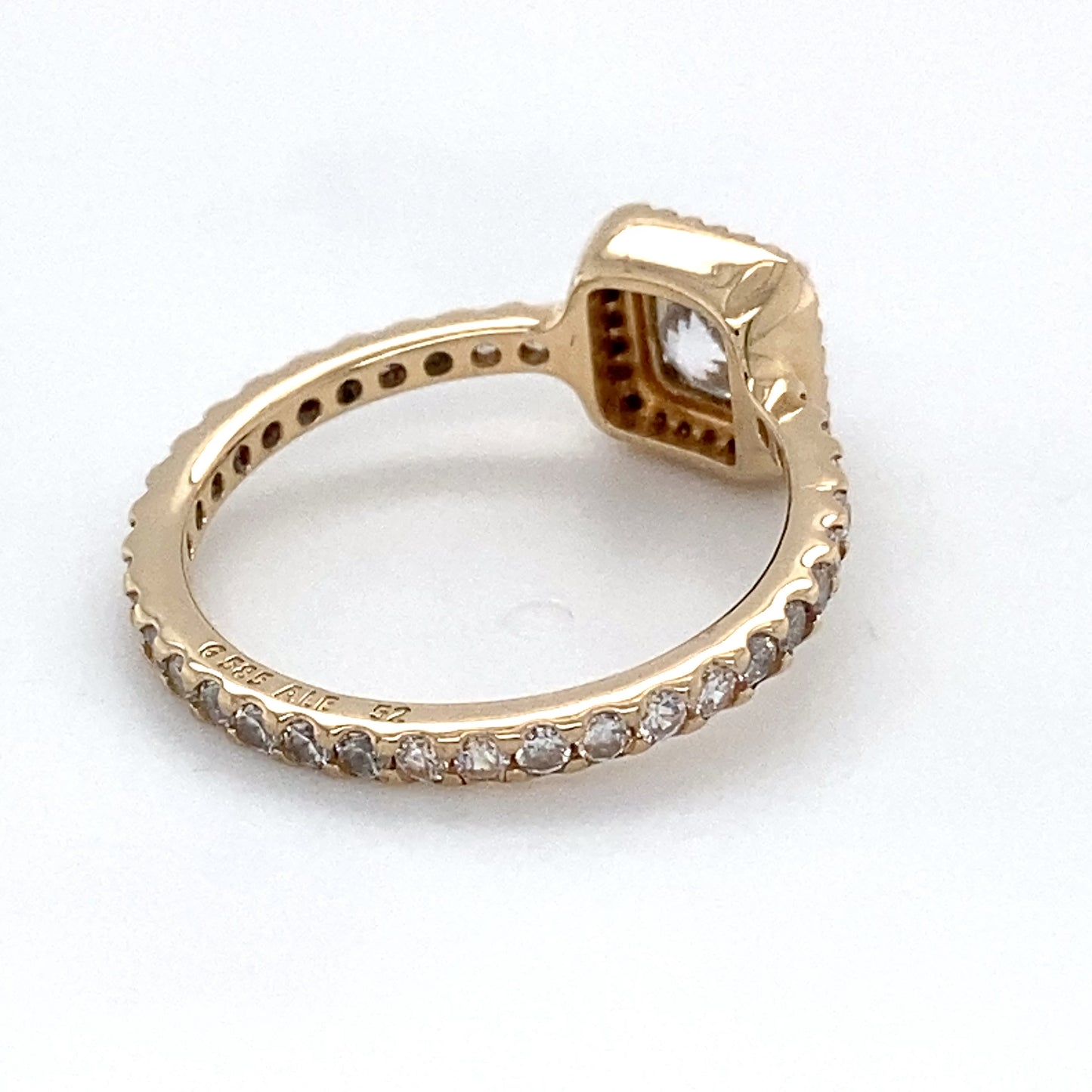 14K Yellow Gold Pandora Square Sparkle Halo Ring; Size: 6; 1.5DWT