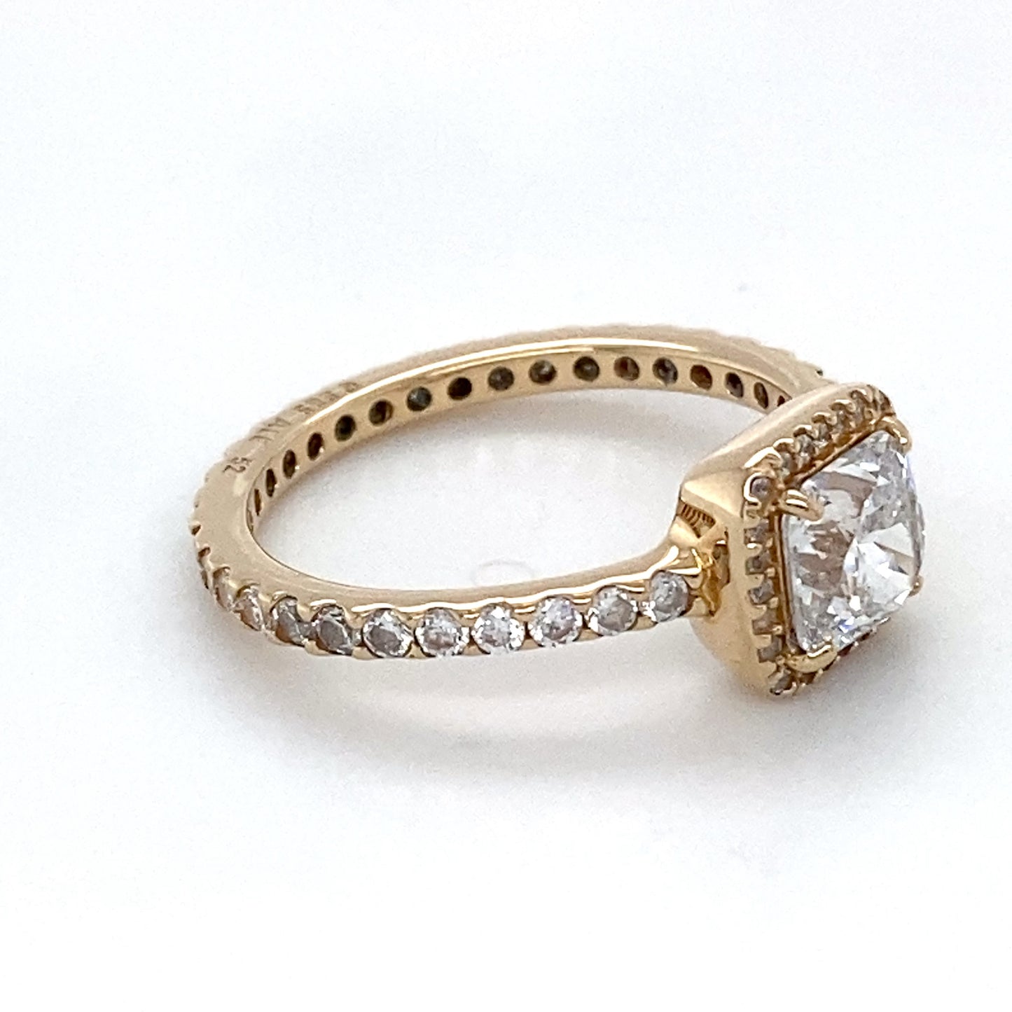 14K Yellow Gold Pandora Square Sparkle Halo Ring; Size: 6; 1.5DWT