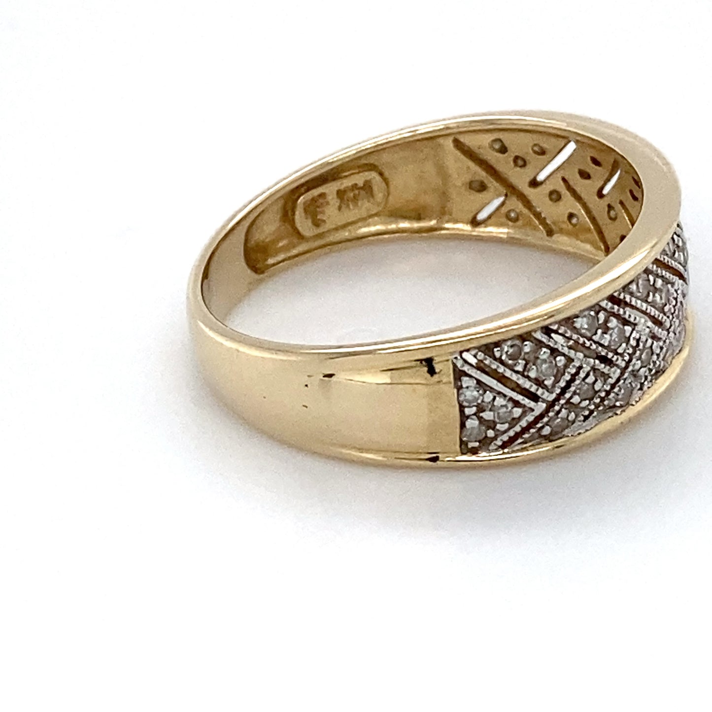 14K Two-Tone Gold (White/Yellow) Diamond Ring; 0.15CTW; Size 9; 3.4g