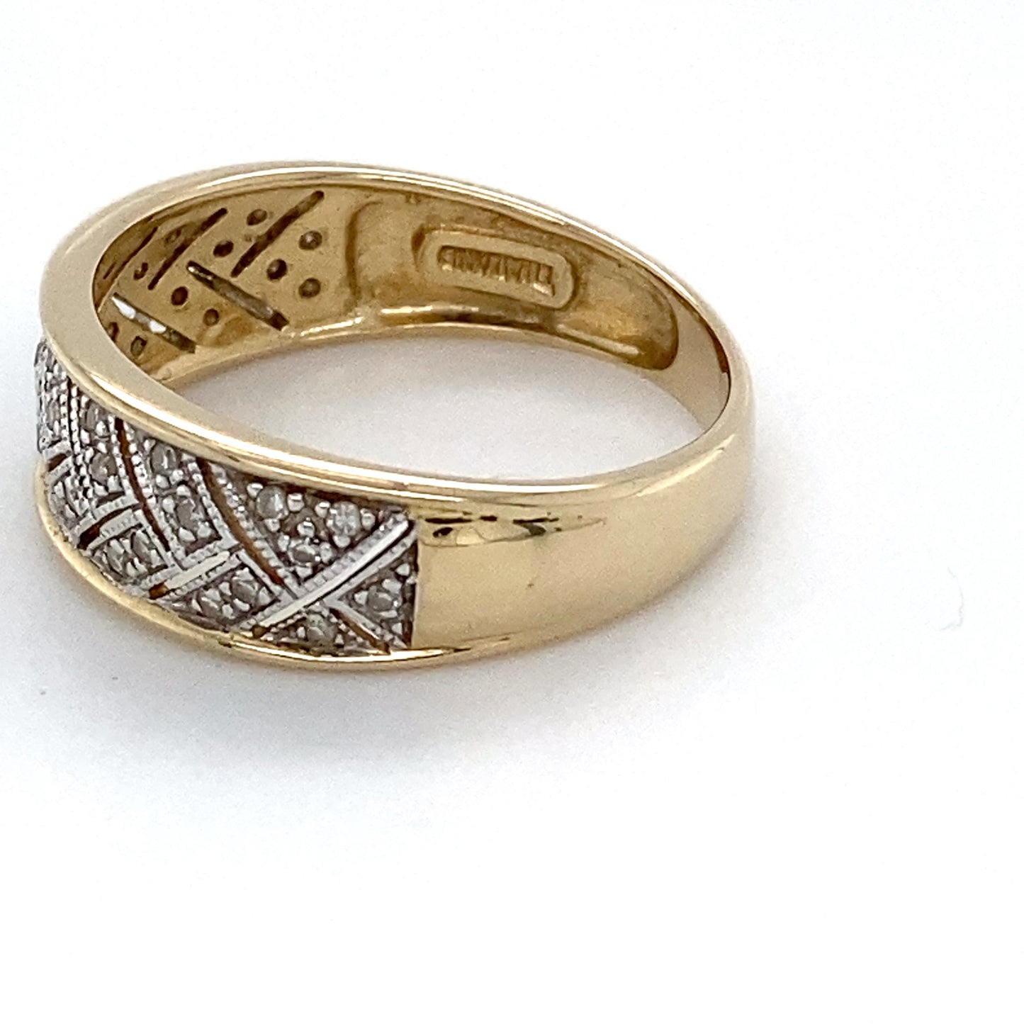 14K Two-Tone Gold (White/Yellow) Diamond Ring; 0.15CTW; Size 9; 3.4g