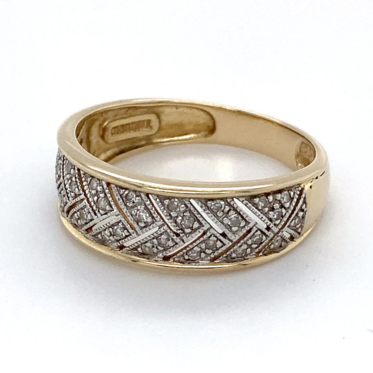 14K Two-Tone Gold (White/Yellow) Diamond Ring; 0.15CTW; Size 9; 3.4g