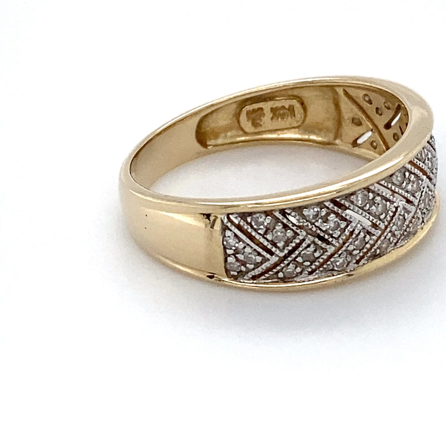 14K Two-Tone Gold (White/Yellow) Diamond Ring; 0.15CTW; Size 9; 3.4g