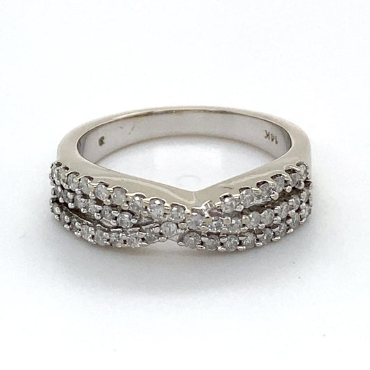14K White Gold Diamond Ring; 0.25CTW; Size 7; 4.6g