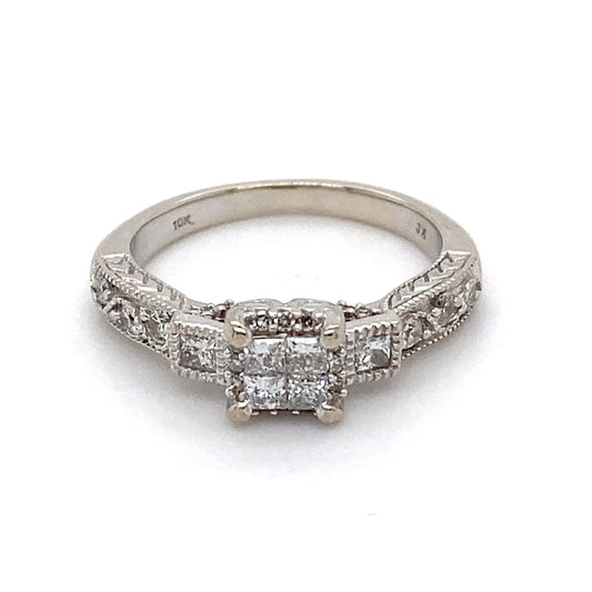 10K White Gold Diamond Ring; 0.20CTW; Size 5; 3.1g